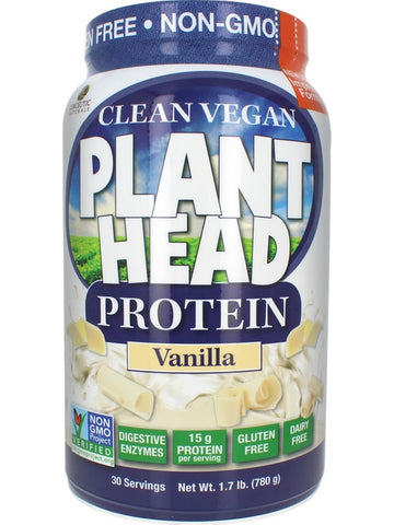 Genceutic Naturals, Clean Vegan Plant Head, Protein, Vanilla, 1.7 lb