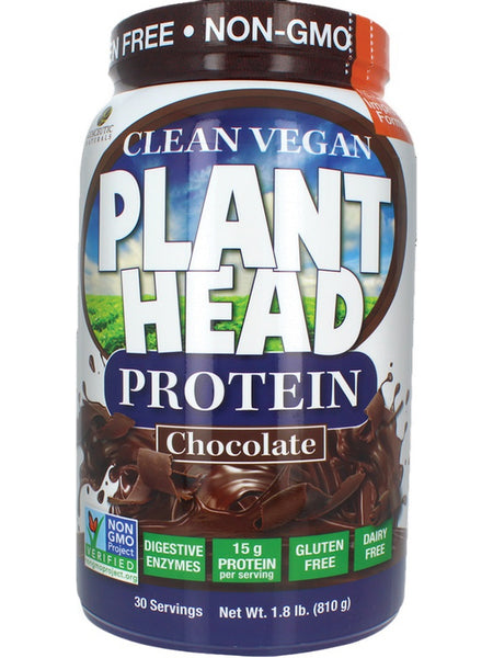 Genceutic Naturals, Clean Vegan Plant Head, Protein, Chocolate, 1.8 lb