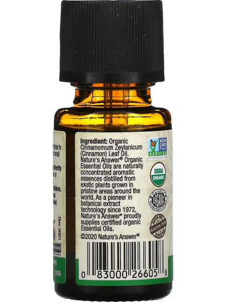 Nature's Answer, 100% Pure Cinnamon Organic, Essential Oil, 0.5 fl oz