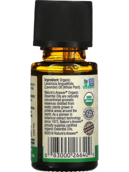 Nature's Answer, 100% Pue Lavender Organic, Essential Oil, 0.5 fl oz