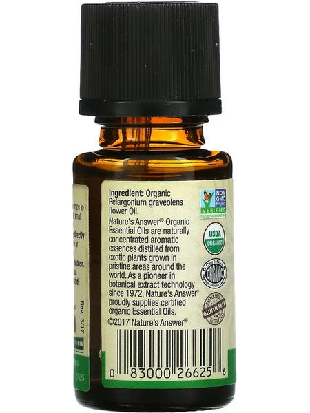 Nature's Answer, 100% Pure Geranium, Organic Essential Oil, 0.5 fl oz