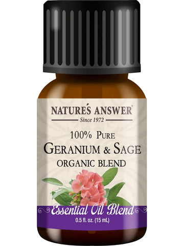 Nature's Answer, 100% Pure Geranium & Sage, Organic Blend Essential Oil, 0.5 fl oz