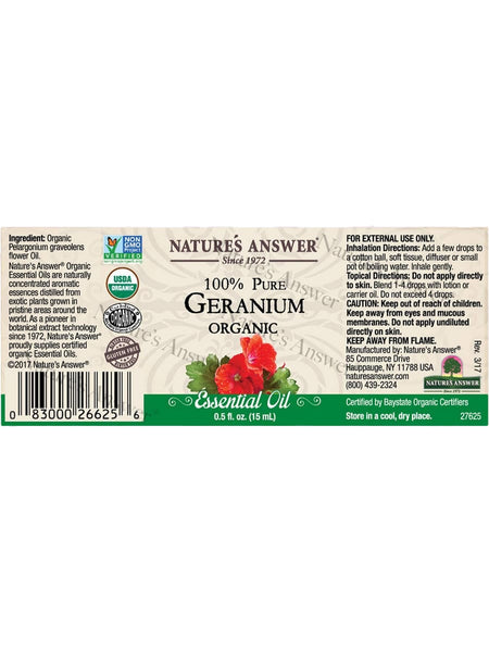 Nature's Answer, 100% Pure Geranium & Sage, Organic Blend Essential Oil, 0.5 fl oz