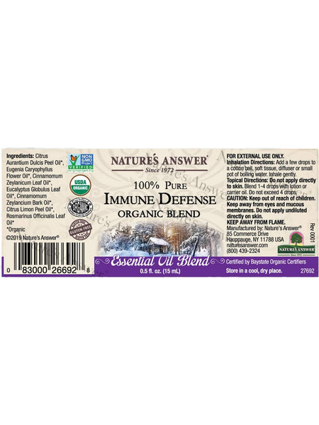 Nature's Answer, 100% Pure Immune Defense, Organic Blend Essential Oil, 0.5 fl oz