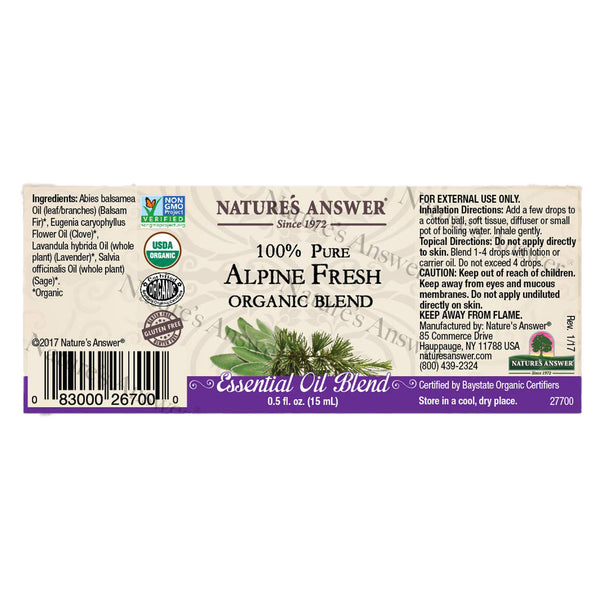 Nature's Answer, 100% Pure Alpine Fresh, Organic Essential Oil, 0.5 fl oz