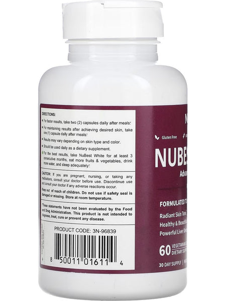 NuBest, NuBest White, 60 Vegetarian Capsules