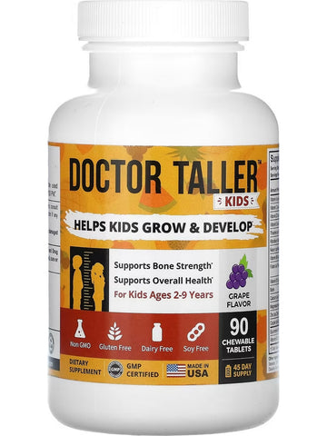 NuBest, Doctor Taller, Kids, Kids Ages 2-9 Years, Grape, 90 Chewables Tablets