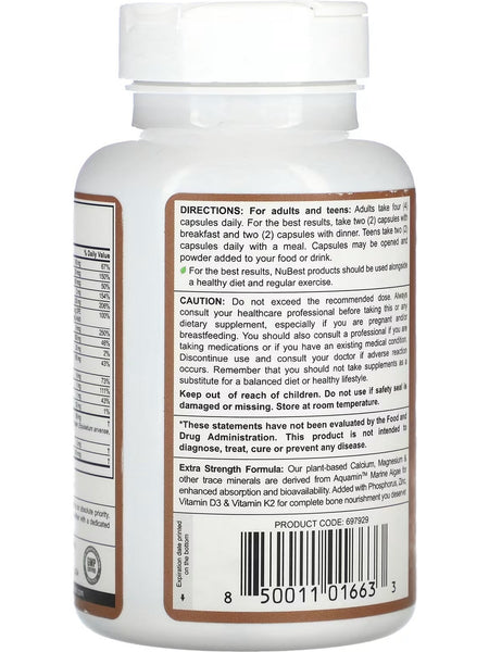 NuBest, Bone Xtra, Plant Calcium, D3 + K2 with Magnesium, C, Phosphorus, and Zinc, 120 Vegetarian Capsules