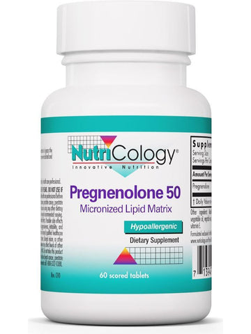 NutriCology, Pregnenolone 50 Micronized Lipid Matrix, 60 Scored Tablets