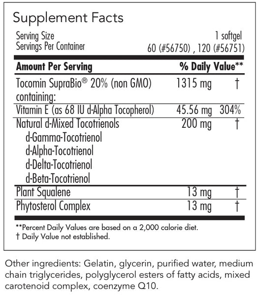 NutriCology, Tocomin SupraBio, Tocotrienols 200 mg, 60 softgels