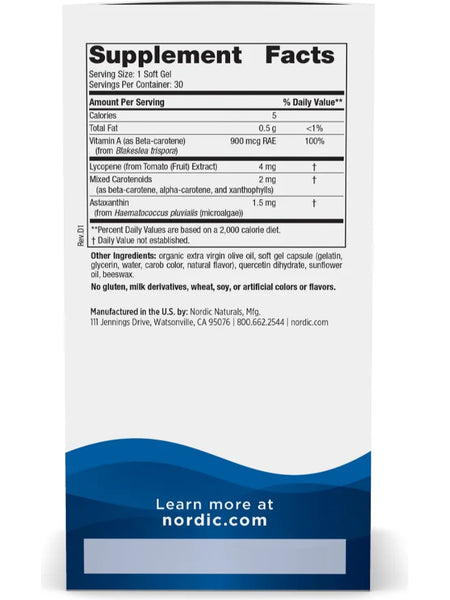 Nordic Naturals, Vitamin A + Carotenoids, 30 Soft Gels