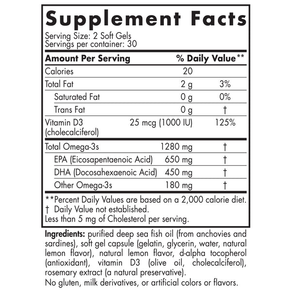 Nordic Naturals, ProOmega®-D, Lemon, 60 Soft Gels