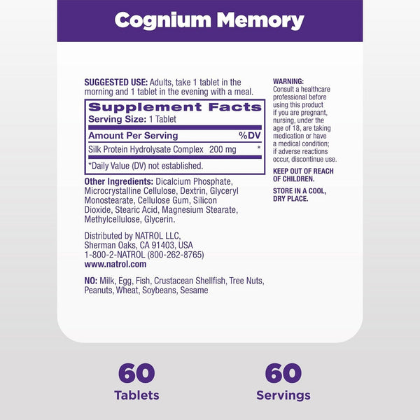 Natrol, Cognium Memory Extra Strength, 60 Tablets