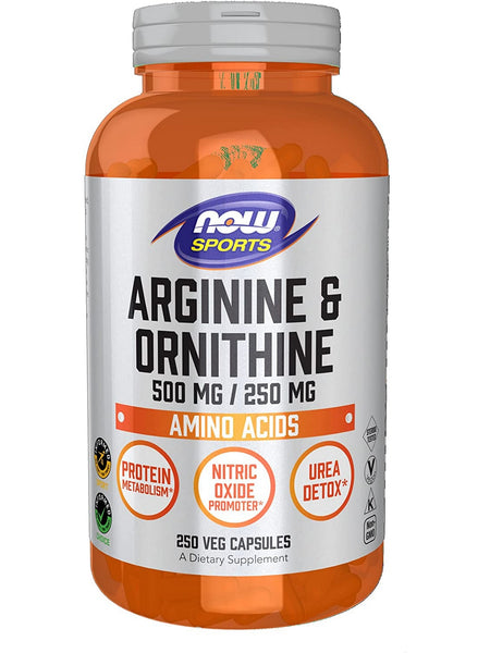 NOW Foods, Arginine & Ornithine 500 mg/250 mg, 250 veg capsules