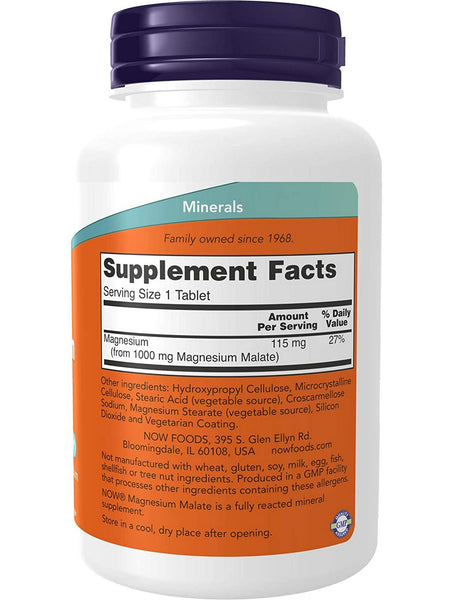 NOW Foods, Magnesium Malate 1000 mg, 180 tablets