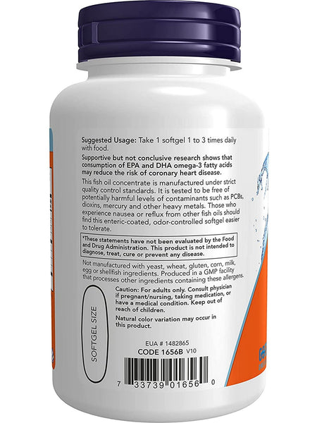 NOW Foods, Omega-3, Molecularly Distilled & Odor Controlled, Enteric Coated, 90 softgels