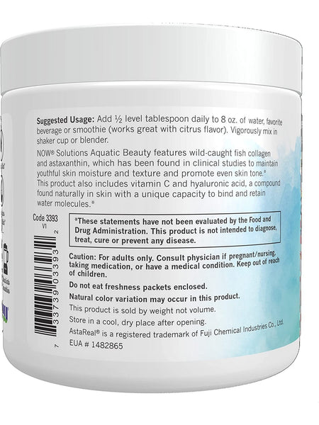 NOW Foods, Aquatic Beauty Marine Collagen + Astaxanthin Powder, 3 oz