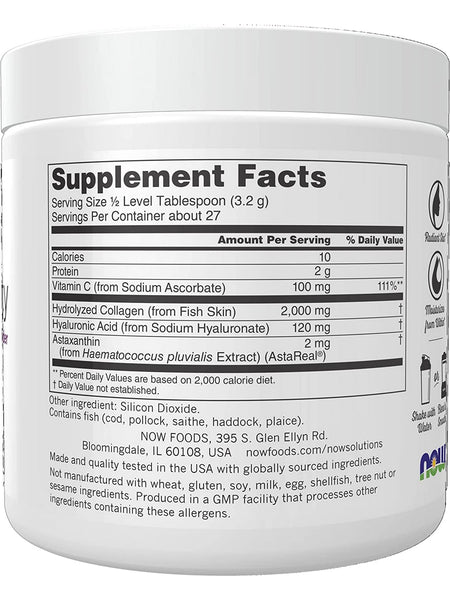 NOW Foods, Aquatic Beauty Marine Collagen + Astaxanthin Powder, 3 oz