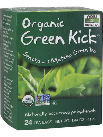 NOW Foods, Organic Green Kick™, Sencha and Matcha Green Tea, 24 tea bags