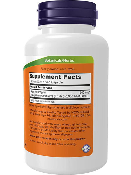 NOW Foods, Cayenne 500 mg, 100 veg capsules