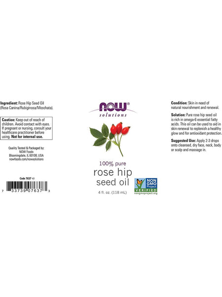 NOW Foods, Rose Hip Seed Oil, 100% Pure, 4 fl oz