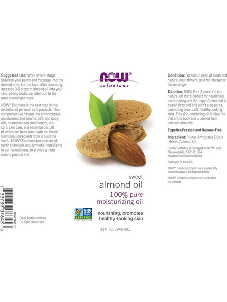 NOW Foods, Sweet Almond Oil, 100% Pure Moisturizing Oil, 32 fl oz