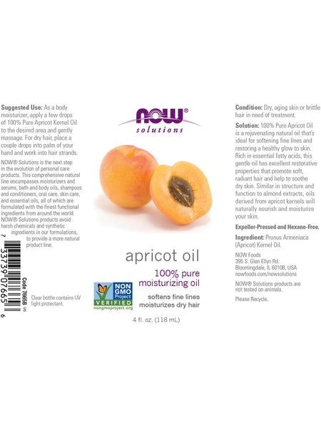 NOW Foods, Apricot Oil, 100% Pure Moisturizing Oil, 4 fl oz