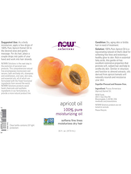 NOW Foods, Apricot Oil, 100% Pure Moisturizing Oil, 16 fl oz