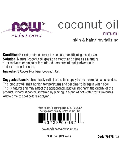 NOW Foods, Coconut Oil, Natural, 3 fl oz