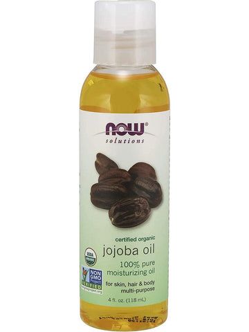 NOW Foods, Jojoba Oil, Organic, 100% Pure Moisturizing Oil, 4 fl oz