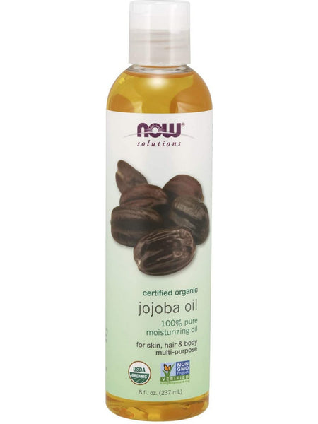 NOW Foods, Jojoba Oil, Organic, 100% Pure Moisturizing Oil, 8 fl oz