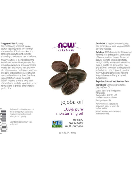 NOW Foods, Jojoba Oil, 100% Pure Moisturizing Oil, 16 fl oz