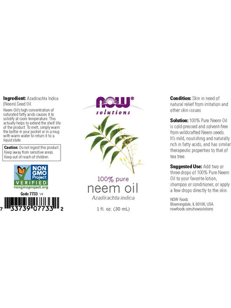 NOW Foods, Neem Oil, 100% Pure, 1 fl oz