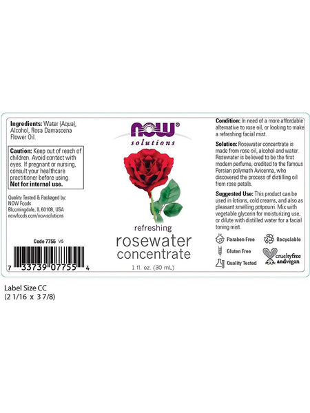 NOW Foods, Rosewater Concentrate, Refreshing, 1 oz