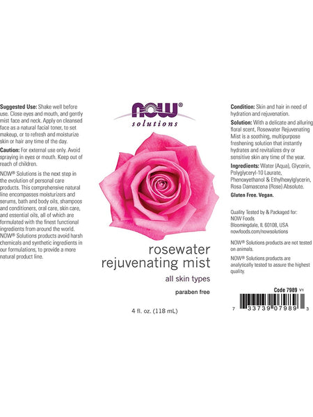 NOW Foods, Rosewater Rejuvenating Mist, 4 fl oz