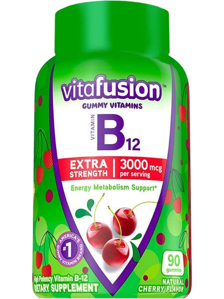 vitafusion, Vitamin B12, Extra Strength, 3000 mcg, Natural Cherry, 90 Gummies