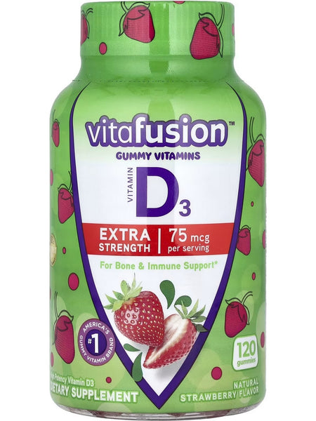 vitafusion, Vitamin D3, Extra Strength, 75 mcg, Natural Strawberry, 120 Gummies