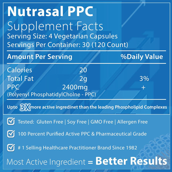 Nutrasal, PhosChol, PPC (polyenylphosphatidylcholine), 120 Vegetarian Capsules