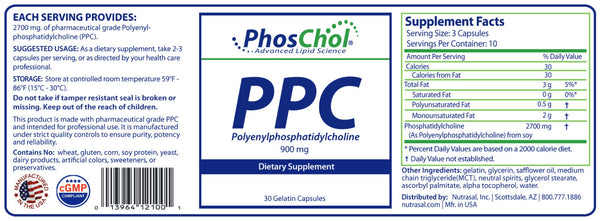 Nutrasal, PhosChol, PPC (polyenylphosphatidylcholine), 900 mg, 30 Gelatin Capsules