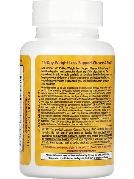 Nature's Secret, 15-Day Weight Loss Support Cleanse and Flush, 60 Tablets