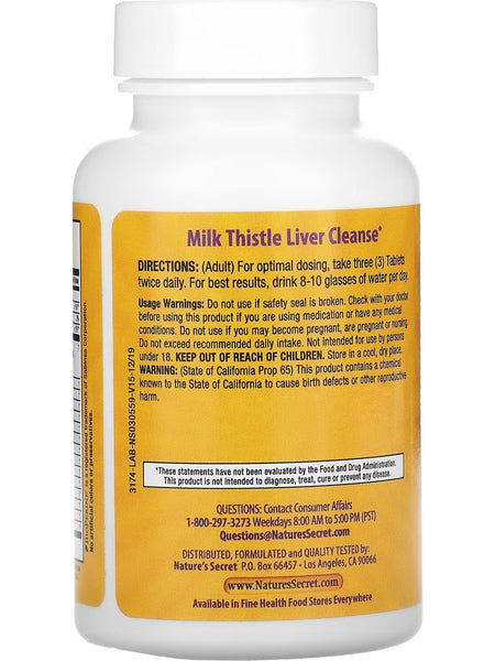 Nature's Secret, Milk Thistle Liver Cleanse, 60 Tablets