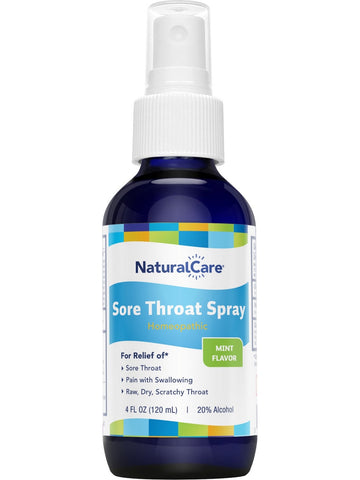 NaturalCare, Sore Throat Spray, Mint, 4 fl oz