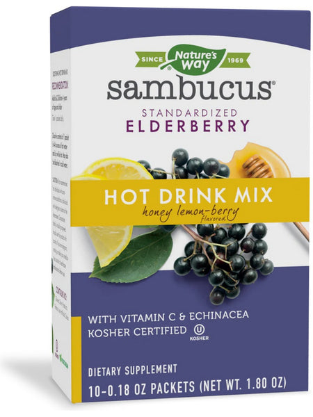 Nature's Way, Sambucus Honey Lemon-Berry Hot Drink Mix, 10 packets