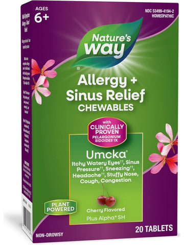 Nature's Way, Umcka® Allergy & Sinus, 20 chewable tablets