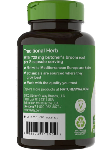 Nature's Way, Butcher's Broom, 100 vegan capsules