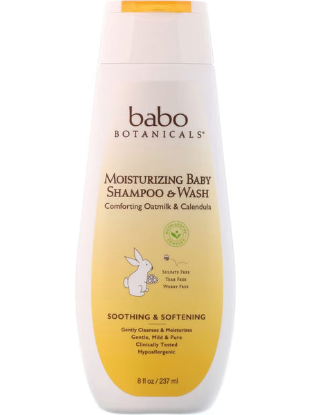 Babo Botanicals, Moisturizing Baby Shampoo & Wash, Oatmilk Calendula, 8 fl oz