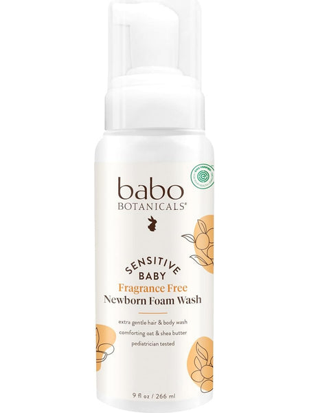 Babo Botanicals, Sensitive Baby, Fragrance Free Newborn Foam Wash, 9 fl oz