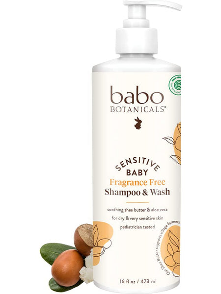 Babo Botanicals, Sensitive Baby, Fragrance Free Shampoo & Wash (Family Size), 16 fl oz