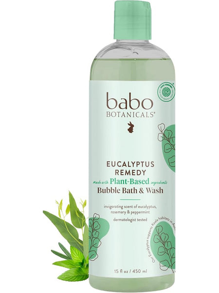 Babo Botanicals, Eucalyptus Remedy, Plant Based Shampoo Bubble Bath & Wash, 15 fl oz