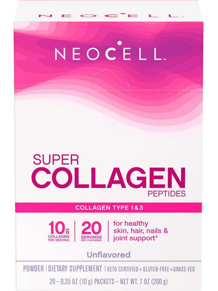 NeoCell, Super Collagen Peptides Stick Packs, Unflavored, 20 Packets